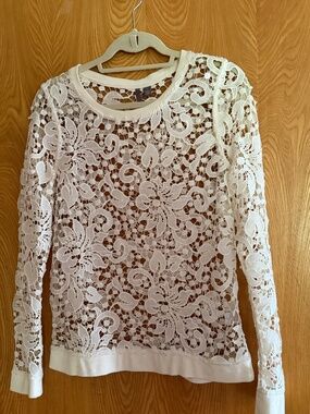 White Ivory Lace top long sleeve top